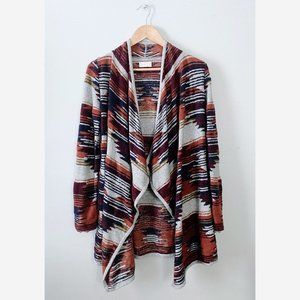 🔥 SALE Lucky Brand Aztec Draped Cotton Blend Sweater Cardigan Sz XS